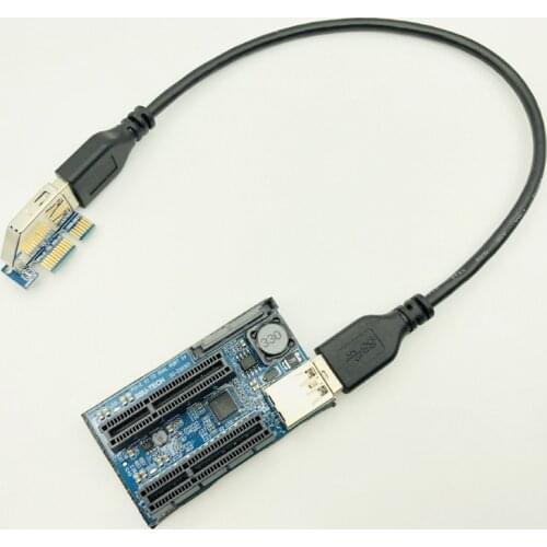 Add On Card PCIE Riser Card Adapter PCI Express USB 3.0 Raiser Riser PCI-E Extender PCIE X1 to Dual Port PCI E X4 Expansion Card