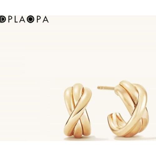 DPLAOPA 925 Sterling Silver Cross Circle Goop Woven Hoops Piercing Clips Women Clips Luxury Pendientes Luxury Jewelry Gift