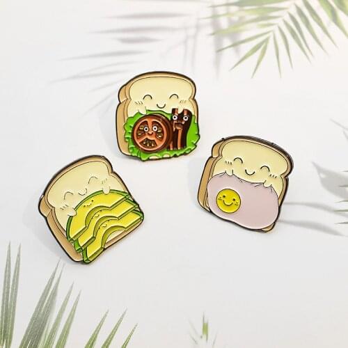 Ins Tide Creative Fashion Cartoon Bread Baby Plus Egg Lettuce Tomato Bacon Super Delicious Brooch Personality Backpack Badge