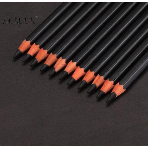 12Pcs High Grade Cedar Charcoal Drawing Pencil Sketch Draw Art Artist Black Pencils Stationery FL