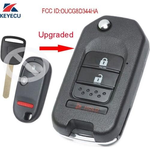 KEYECU Replacement Upgraded Flip Remote Car Key Fob 2+1 Button T5 for Honda 2002-2004 CR-V / 2003-2005 Civic (Si) / 2005 Element