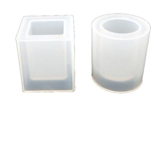 Square Round Pen Holder Mould Nordic Style Geometric Epoxy Dry Flower Resin Decoration Craft Ornament Set Table Silicone Mirror