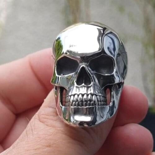 SECRET BOYS Cool high detail skull ring mens motorcycle punk circle retro gothic stainless steel
