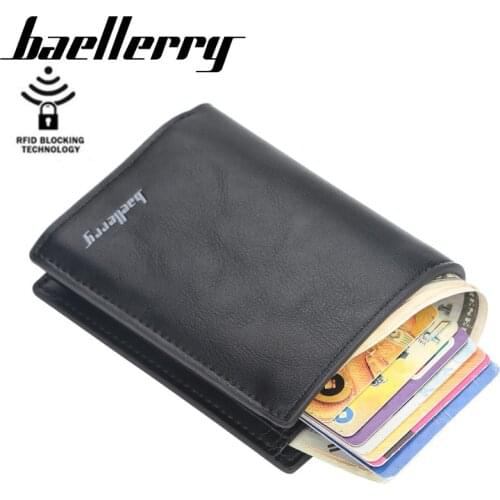 Baellerry Small Automatic Spring Aluminum Multi Card Slot Wallets Men Bank Card Case PU Leather Passport Clip for Male tarjetero