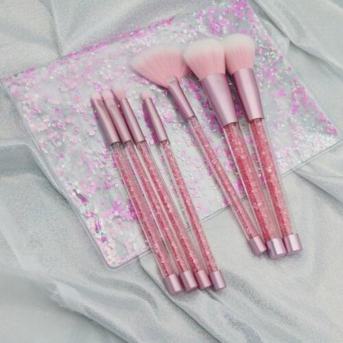 7 Pcs Glitter Diamond Crystal Handle Makeup Brushes Set Powder Foundation Eyebrow Face Make Up Brush Cosmetic Tool Kit
