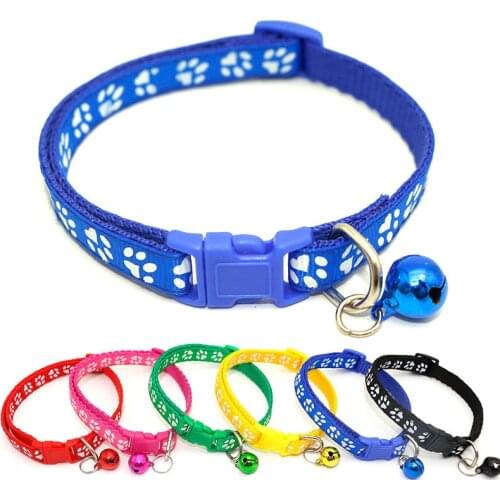Footprint Nylon Pet Kitten Collar Dog Collar Pet Puppy cat collar Lovely Adjustable with bells Patch printing Puppy Necklace