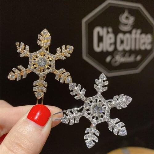 2021 New Geometric Hair Clips Fashion Metal Snowflake Rhinestone Hairpin Diamond Hair Jewelry Gold Silver Barrettes Accessories