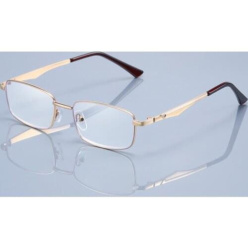 +1.5 2.0 2.5 3.0 3.5 4.0 Reading Glasses Men Women Square Metal Full Frame Presbyopic Glasses Diopter Alloy Eyewear