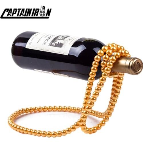 CAPTAINIRON Creative Floating Iron Necklace Shaped Wine Holder Metal Wine Beer Stand Novel Wine Rack for Home Decor Accessories