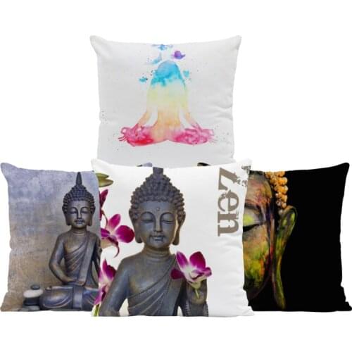 Ganesha Buddha Cushions Elephant Mandala Pillow Cover Art Cute Office Decorator Red Yellow Pillow With Cover 18X18 Velvet Custom