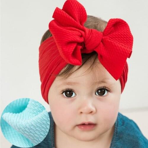 Fit All Baby Large Bow Girls Headband Big Bowknot Headwrap Kids Bow For Hair Cotton Wide Head Turban Infant Newborn Headbands