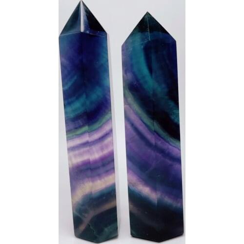 Drop Shipping Beautiful Natural Rainbow Fluorite Gemstone Point Reiki Healing Chakra Rock Quartz Crystal Wand Decoration