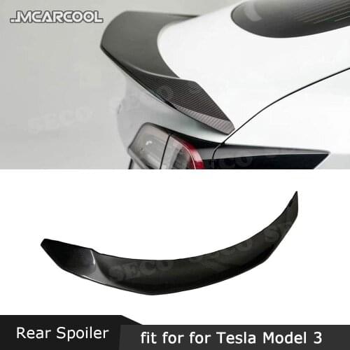 Dry Carbon Fiber Rear Trunk Spoiler Wings for Tesla Model 3 Spoiler 2017-2020 V Style