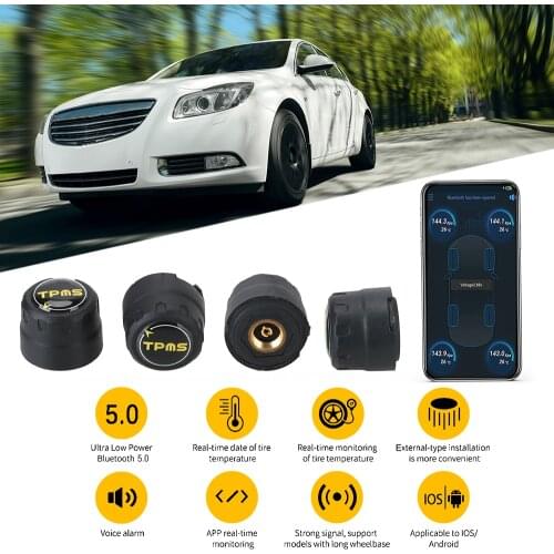 Bluetooth 4.0 5.0 Waterproof External Alarm Tire Pressure Sensors Universal Android iOS BLE TPMS Car Tire Pressure Sensor