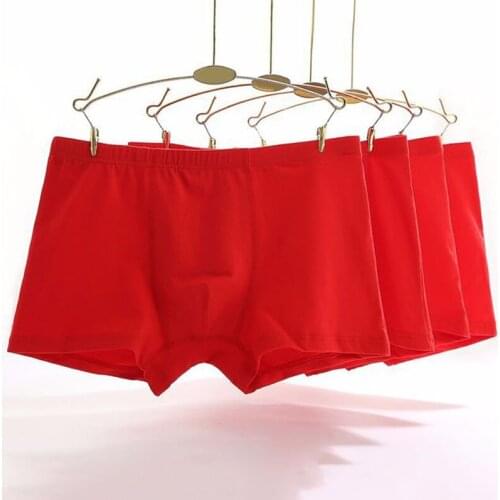 4Pcs/Lot Mens Boxers Cotton Sexy Men Underwear Mens Underpants Male Panties Shorts U Convex Pouch for Gay Red