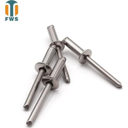 50 PCS M3.2 M4.8 8-12mm DIN EN ISO 15983 GB /T 12618.4 Stainless Steel Open End Blind Rivets Pop Rivets With Protruding Head