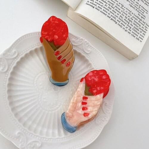 Pink rose flower catch clip female summer clip headdress hair clip ponytail clip temperament hair accessories shark clip