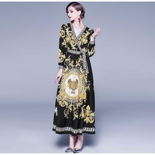 Ankle-Length V-Neck Maxi Dresses for Women Vintage Empire Autumn Long Sleeve Dress for Women 2021 Women Boho Long Maxi Dress