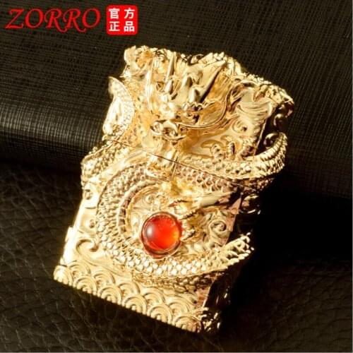 Zorro Heavy Armor Flay Dragon Kerosene Lighter Creative Three-Dimensional Relief Carving Pattern Mens Gift Gasoline Lighter