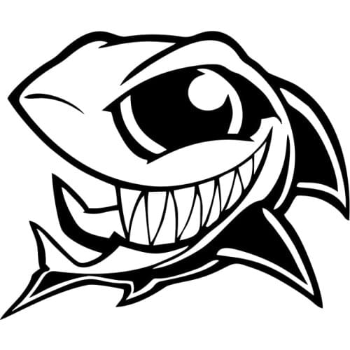 15*12.4cm Funny Shark Happy Fish Vinyl Decal Sticker Auto Car Truck Bumper Window Smile Modern Decal Car Decor