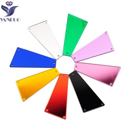 YANRUO Oblique Trapezoid Acrylic Gems 30Pcs Mirror Sewn Stones DIY Flat Back Strass Crystal Rhinestones For Decoration