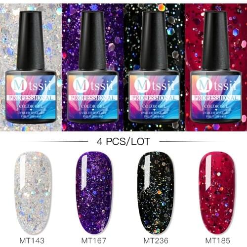 4/2Pcs/Set Mtssii 8ml Colorful Gel Nail Polish Set For UV LED Gel Varnish Set Soak Off Gel Polish Base Top Coat Nail Art