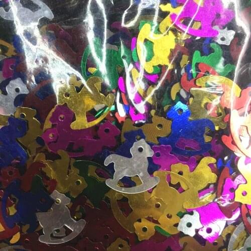 40g/lot 8mm Rocking Horse Mixed Colors Sequin PVC Flat Paillette Crafts For Sewing Kids DIY Accessory Spangles