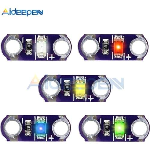 5Pcs/lot DC 3V-5V 40mA Mini LilyPad LED Module Yellow/Green/White/Blue/Red Color Light Module Purple Board For Arduino DIY Kit