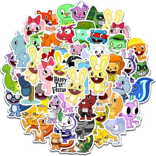 50pcs Happy Tree Friends Sticker Waterproof Suitcase Bike Motorcycle Helmet Car Styling Accessorie Stickers