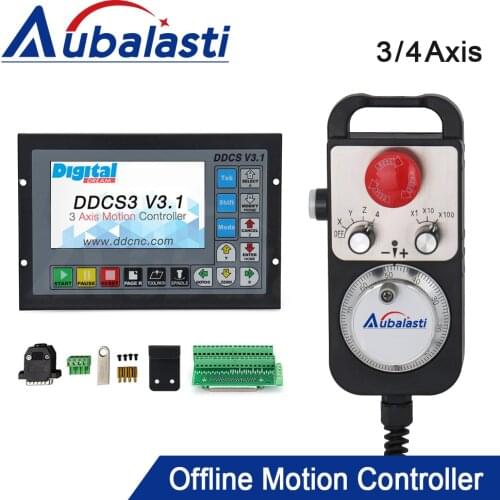 Aubalasti Mach3 Offline Motion Controller DDCS V3.1 Support 3axis 4axis USB CNC Controller Interface with MPG Handwheel