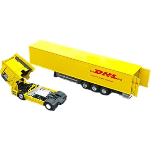 Container truck DHL Sinotrans DHL High Imitation 1/50 scale alloy container truck model children toys gift collection display