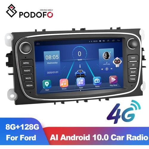Podofo Android 8.1 Car Radio GPS 2 Din Car Multimedia Player 2+32G For Ford/Focus EXI MT 2 3 Mk2/Mk3/S-Max/Mondeo 9/Galaxy C-Max