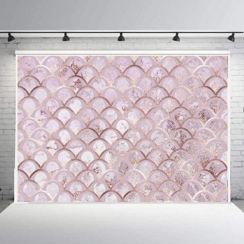 BEIPOTO Pink Mermaid Fish scale background birthday party decoartion candy table dessert banner poster photography backdrop b828