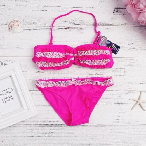 Falbala girls swimwear swimsuit children bikini 2020 print cute kids bikinis beach wear bandage biquini infantil bathing suit