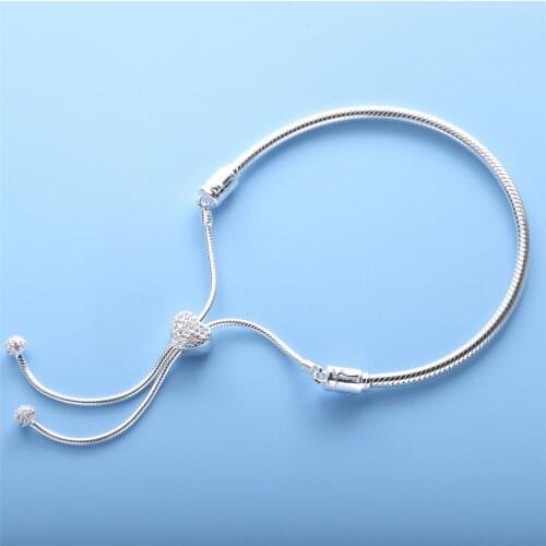 DoDoFly 2020 New Real 925 Sterling Silver Moments Heart Clasp Star Snake Chain Slider Bracelet Pan Bracelets Woman Jewelry Gift