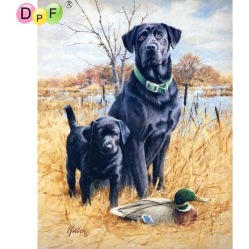 DPF DIY Gift 5D full Round Diamond Painting Magic Cube Cross Stitch black dog duck crafts Diamond Embroidery Mosaic Home Decor
