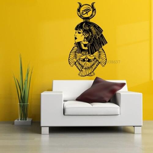 Egyptian Queen Statues Hathor Goddess of Love and Motherhood Living Room Home Decal Removable Vinyl Wall Sticker Mural BD314
