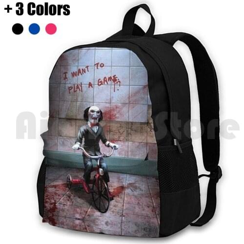 Jigsaw Want To Play A Game Outdoor Hiking Backpack Riding Climbing Sports Bag Jigsaw Saw Films Horror Thrillers Sequels