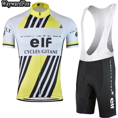 Retro Mens Yellow Cycling Jersey Kit Bicycle Team Short Sleeve Riding Sets Clothing Wear Bib Shorts Lycra Gel Pad