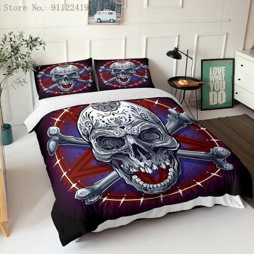 Terrorist Skull Bedding Set Print 3D Duvet Cover Flower Skeleton Comforter Cover Twin Queen King Quilt Cover Soft Home Bedding