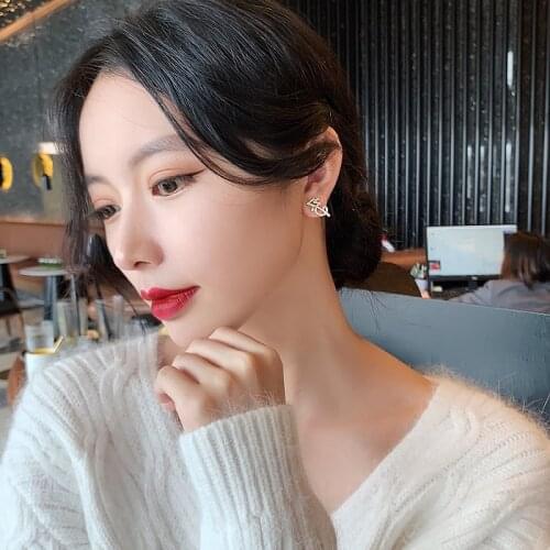 Korean Earings Fashion Jewelry Letter Earrings Oorbellen Rhinestone Stud Earrings Brincos Statement Earrings For Women Wholesale