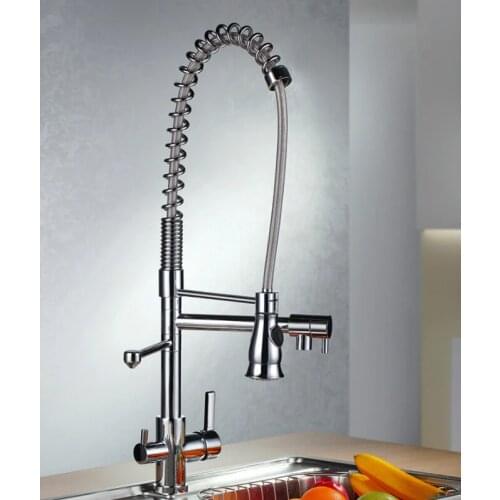 Kitchen pull out with spray pure water kitchen faucet 3 way double function filler Kitchen Faucet Three Way Tap for Water Filter