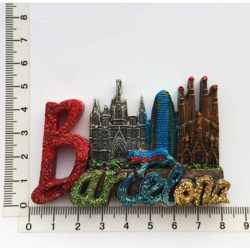 Barcelona.Spain)Fridge Magnet,Creative Travel Commemorate Crafts 3D Ornaments Magnetism Resin Material Refrigerator Stickers