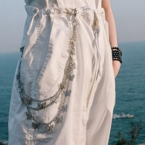 Hip-hop Punk Metal Ring Pants Chain Keychain Butterfly Waist Chains Jeans Chain Keyring Accessories Pendant Trinket A935