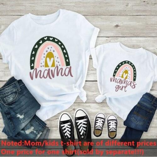 Fashion Family Look Mother and Daughter Family Matching Clothes Mama Mini T-shirt Tops For Mommy Kids Mama and Mamas Girl Tee