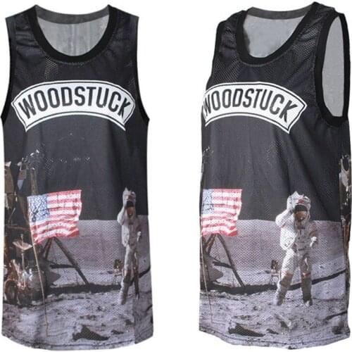 Men Outdoor Sport Printed Vest Basketball Mesh Tank Top Male Sleeveless T-shirt