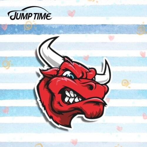 Jump Time 13cm x 11cm For Angry Bull Vinyl Warp Decal Funny Red Car Stickers for Car Tuning Body Windshield Bumper DIY Sticker