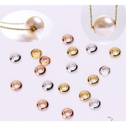 925 Sterling Silver Attachment for Pearls to Make Floating Necklace Jewelry Accessory Parts Settings, 10 pairs/lot