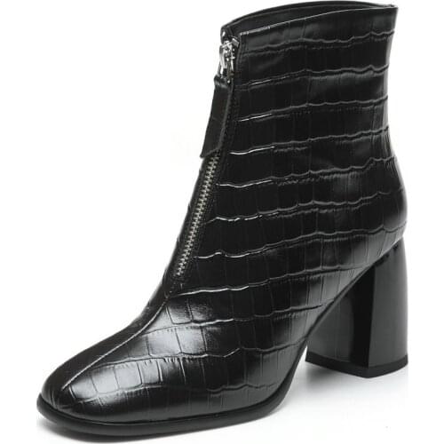 2020 New Autumn/winter Womens boots Genuine leather Ankle womens ankle boot High heels European brands handmade