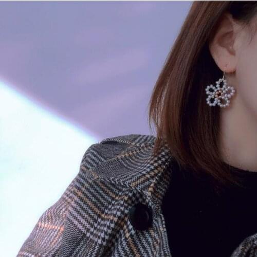 New Arrival Natural Pearl Earrings Handmade Snow Flower White Freshwater Pearls Gold Beads 14K Gold Dangle Earring For Lady Gift